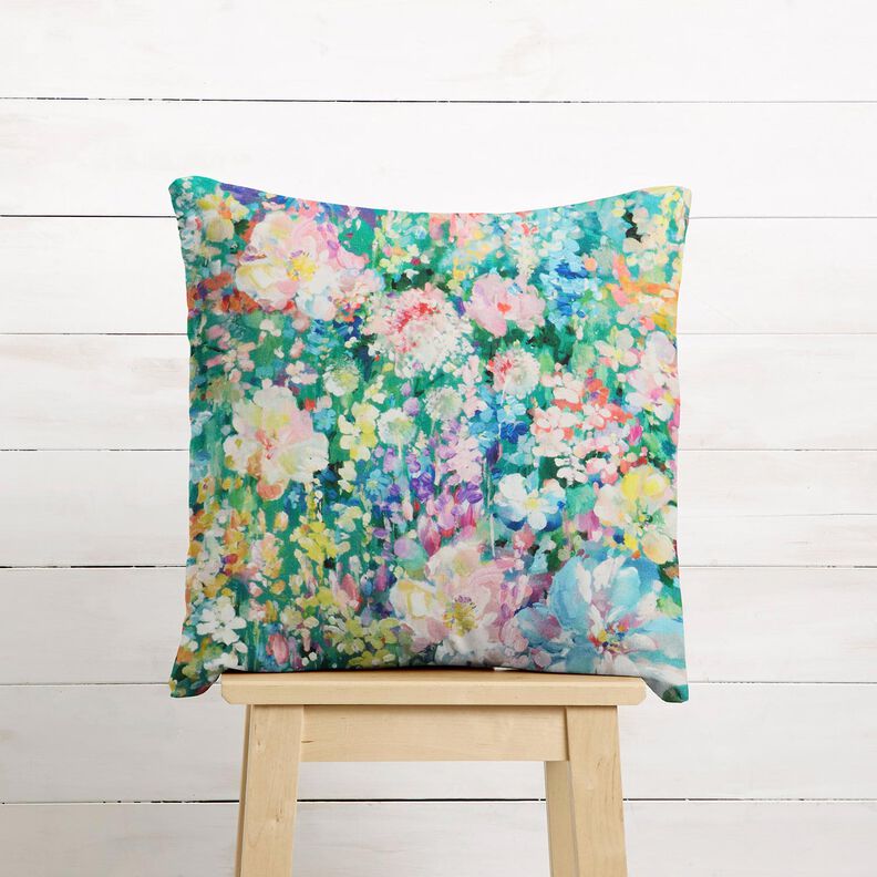 Dekorationstyg Canvas blomstermålning – grön/rosa, image number 8