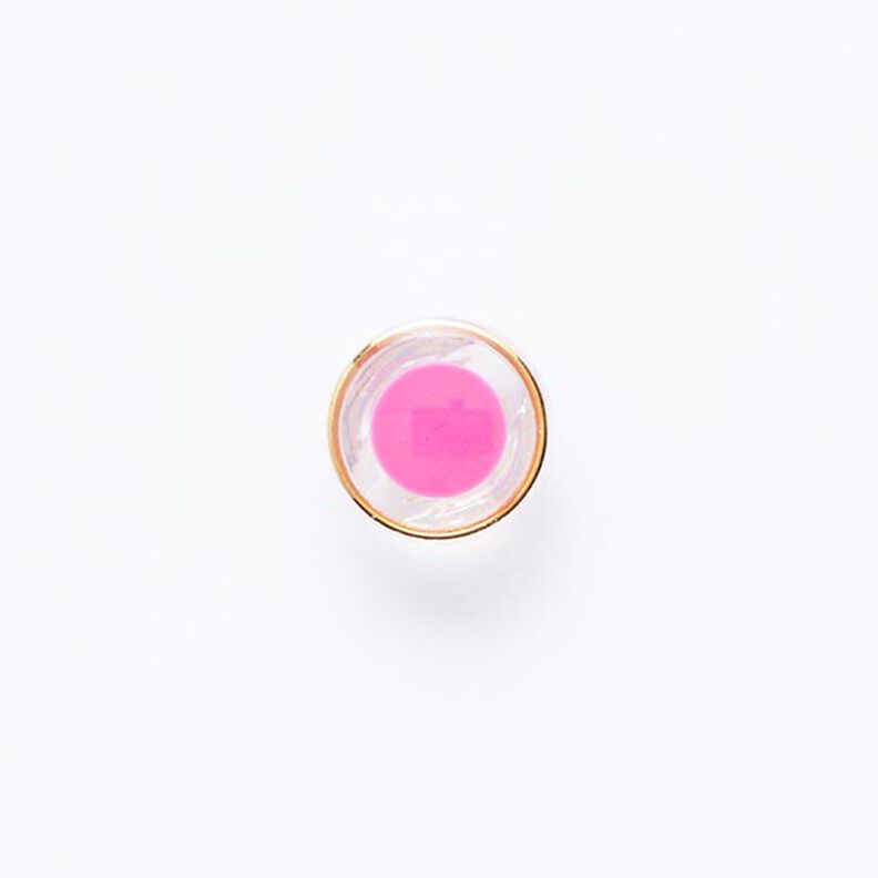 Knapp med ögla och guldfärgad kant [ Ø 11 mm ] – pink/guld,  image number 1