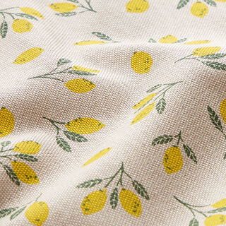 Dekorationstyg halvpanama mini citroner – gul/natur, 