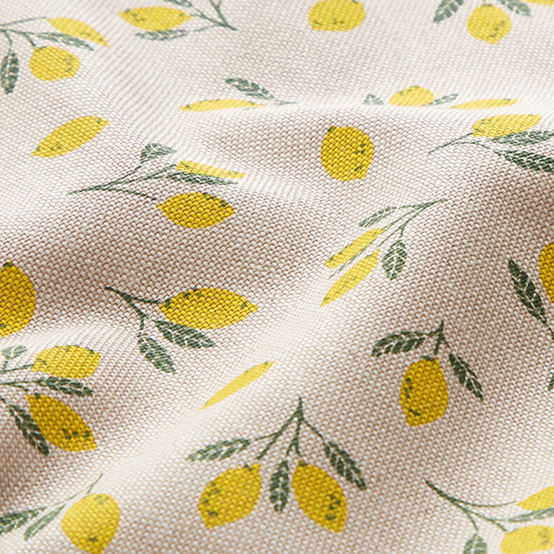 Dekorationstyg halvpanama mini citroner – gul/natur,  image number 2