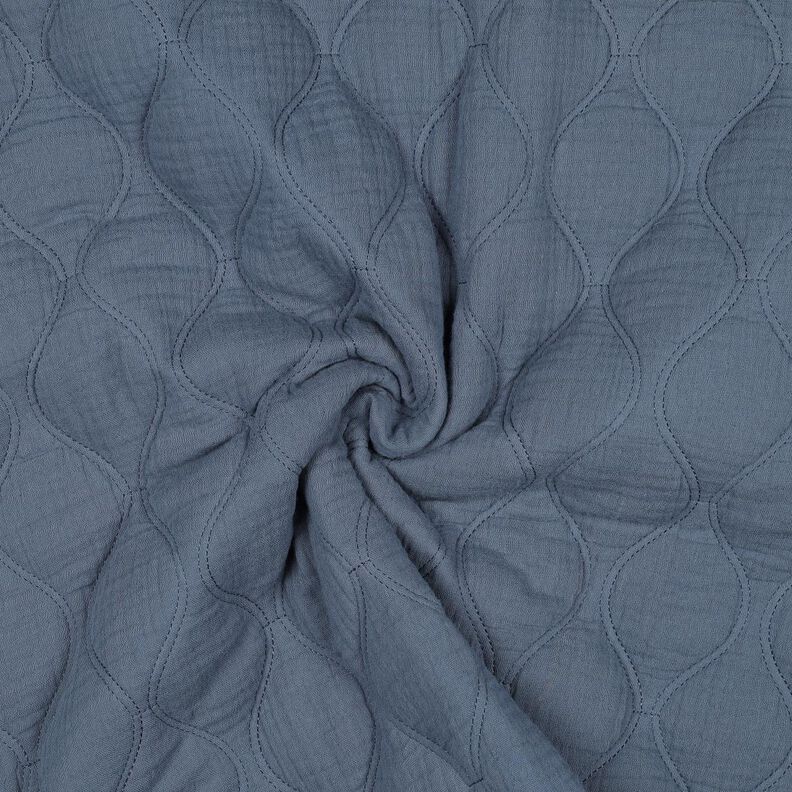Quiltat tyg Muslin Vågor – blågrått, image number 3