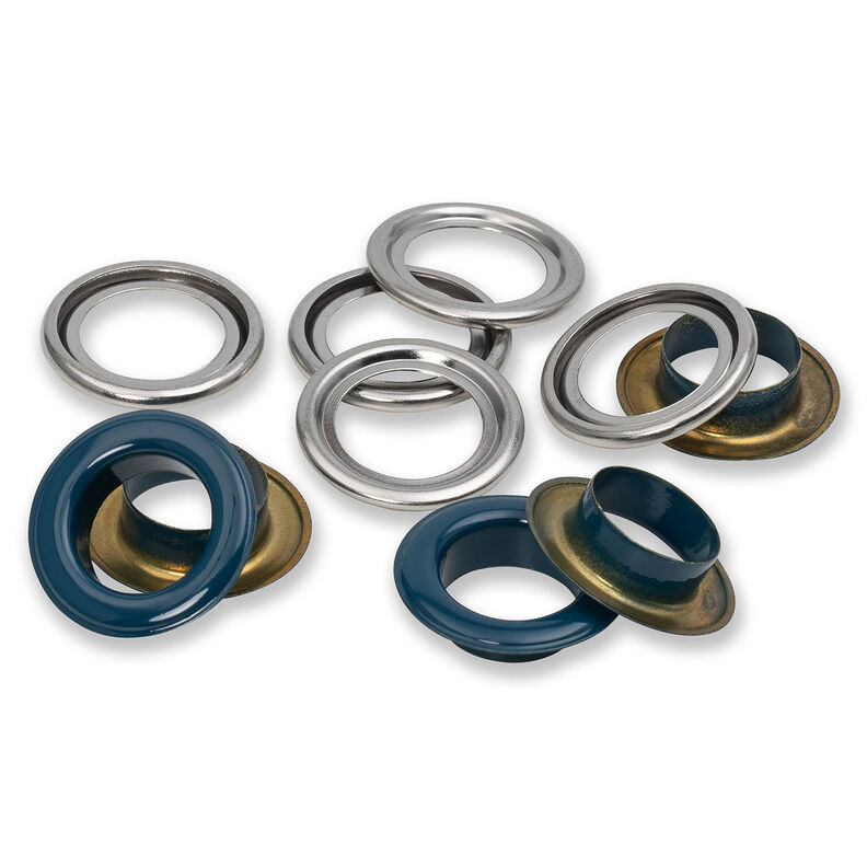 Öljetter med brickor [15 stycken | Ø 14 mm] | Prym – marinblått/silvermetallic,  image number 2