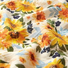 Muslin/Dubbel-krinkelväv Solrosäng Digitaltryck | Poppy Fabrics – kräm, 
