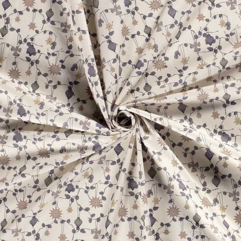 Bomullstyg Poplin skandinaviska julgransdekorationer – ljusbeige, image number 3