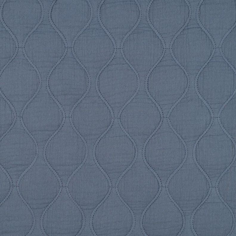 Quiltat tyg Muslin Vågor – blågrått, image number 1
