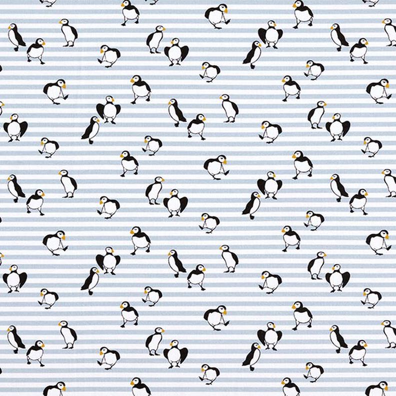 Bomullsjersey lunnefåglar och ränder Digitaltryck – vit/duvblå,  image number 1