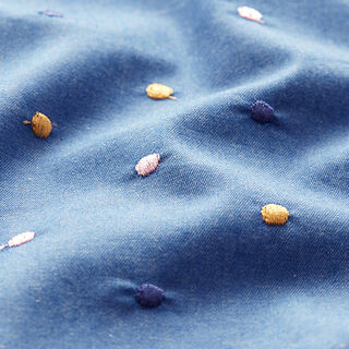 Chambray Broderade prickar – jeansblå, 