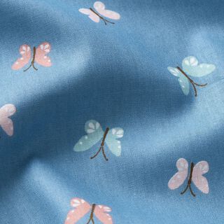 GOTS Bomullspoplin fjärilar – lysande blå, 