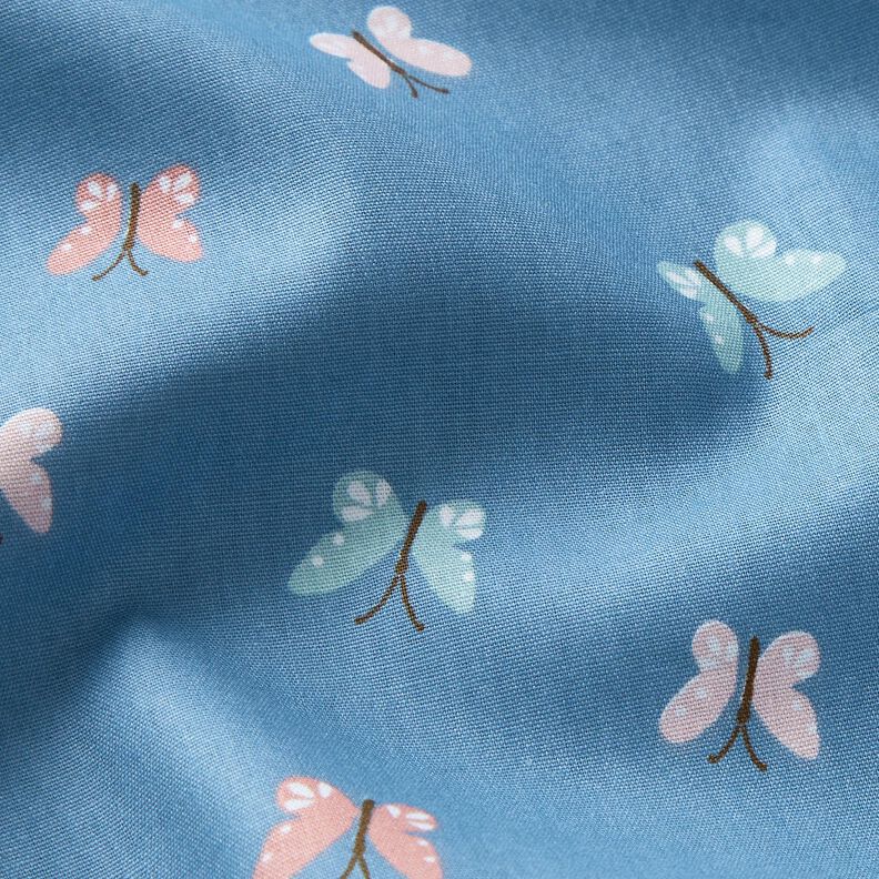 GOTS Bomullspoplin fjärilar – lysande blå,  image number 2