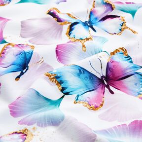 Bomullsjersey ginkgo-fjärilar | Glitzerpüppi  – vit,  Bomullsjersey ginkgo-fjärilar | Glitzerpüppi  – vit,