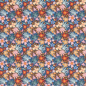 Bomullstyg Poplin Små blommor – indigo/ljus gammelrosa, 