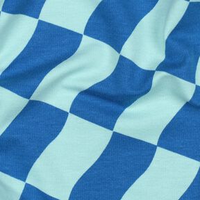 Softsweat vågiga rutor | Poppy Fabrics – kungsblått/isblå, 