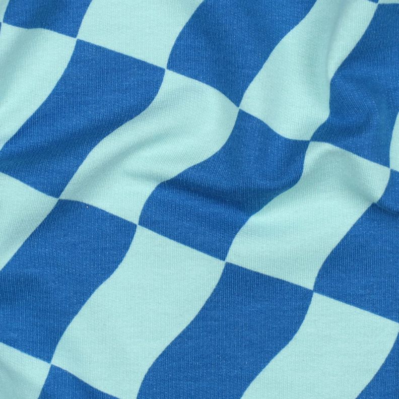 Softsweat vågiga rutor | Poppy Fabrics – kungsblått/isblå,  image number 2