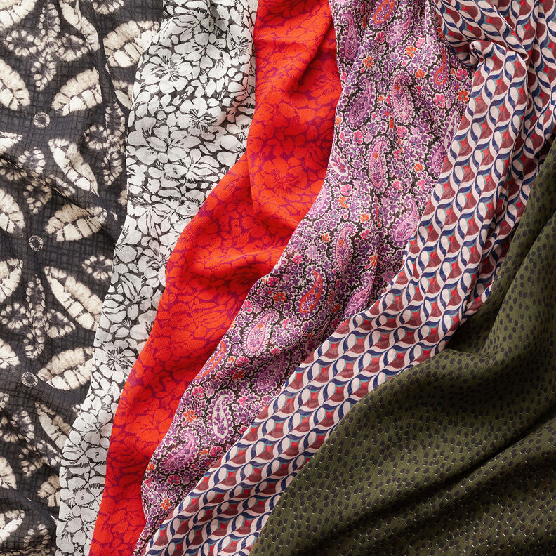Crepe-chiffong paisley – rödlila,  image number 5