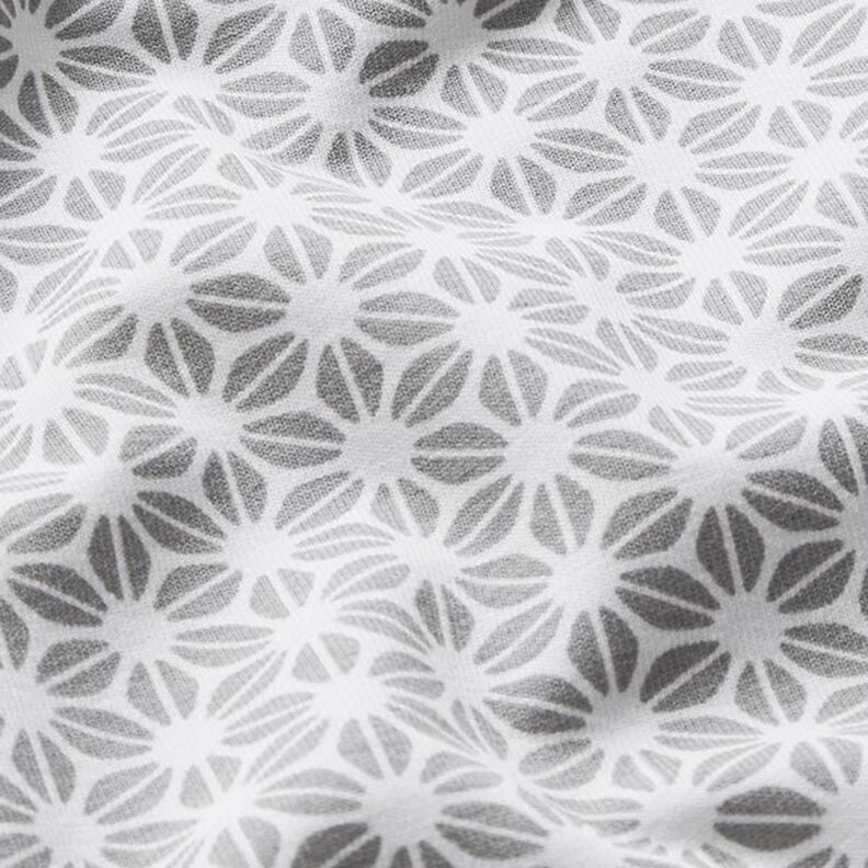 Bomullsjersey abstrakt blommönster – yllevit/grått,  image number 2