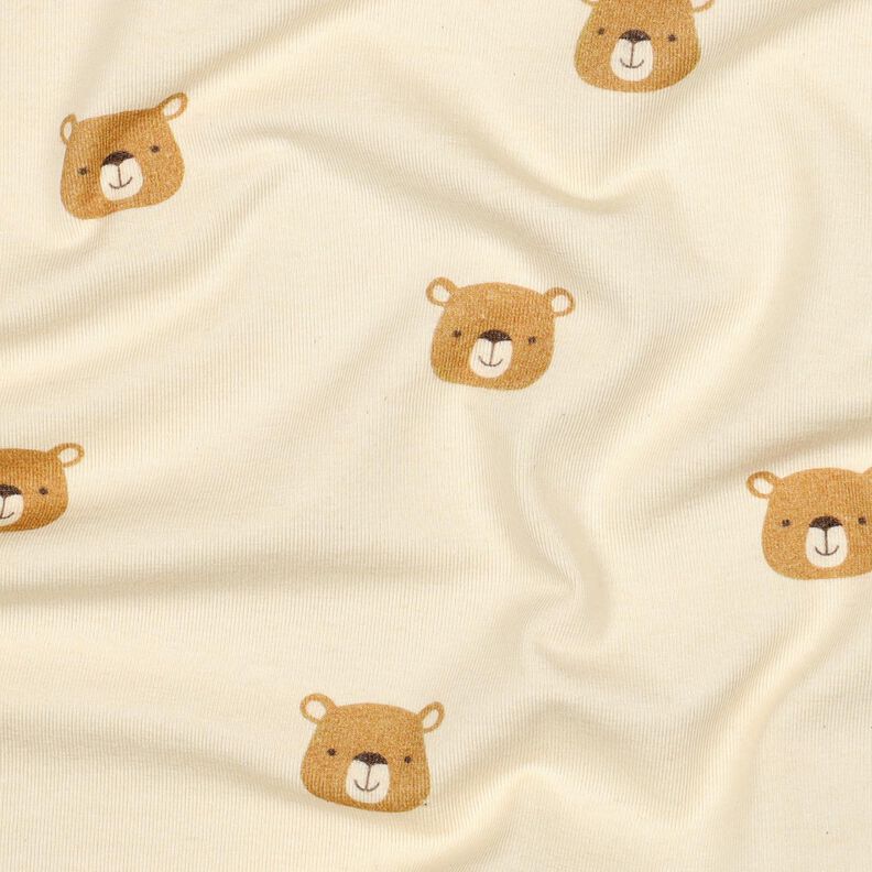 GOTS Bomullsjersey björnar | Poppy Fabrics – yllevit/ljusbrun,  image number 2
