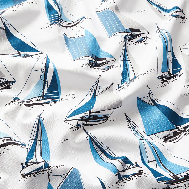Dekorationstyg Panama segelbåtar – vit/havsblå,  image number 2