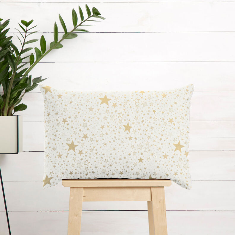 Dekorationstyg Jacquard Lurex Hav av stjärnor – ljusbeige/guld, image number 6