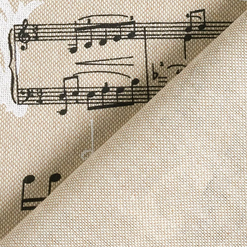Dekorationstyg Halvpanama musikaliskt – svart/natur,  image number 4