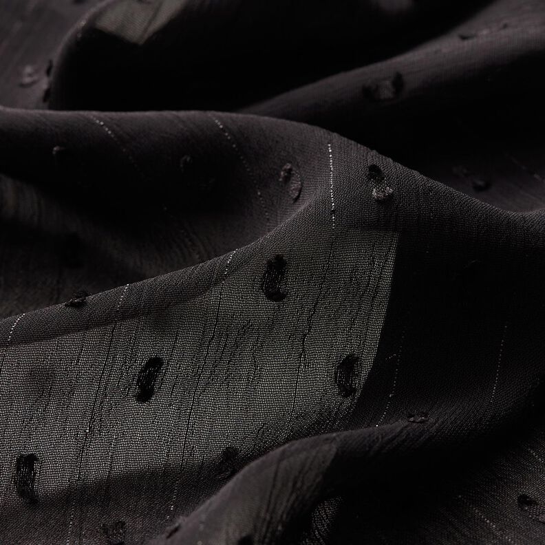chiffong dobby metallic kritstrecksränder – svart/silvermetallic,  image number 2