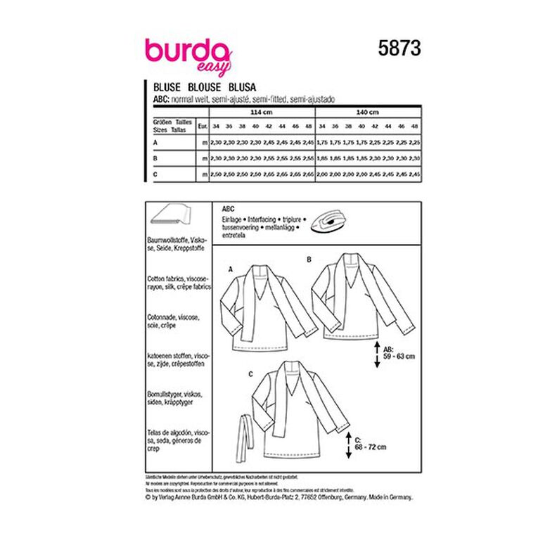 Blus | Burda 5873 | 34-48,  image number 12