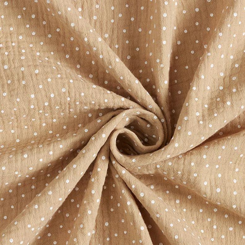 Muslin/Dubbel-krinkelväv prickar – beige/vit,  image number 3