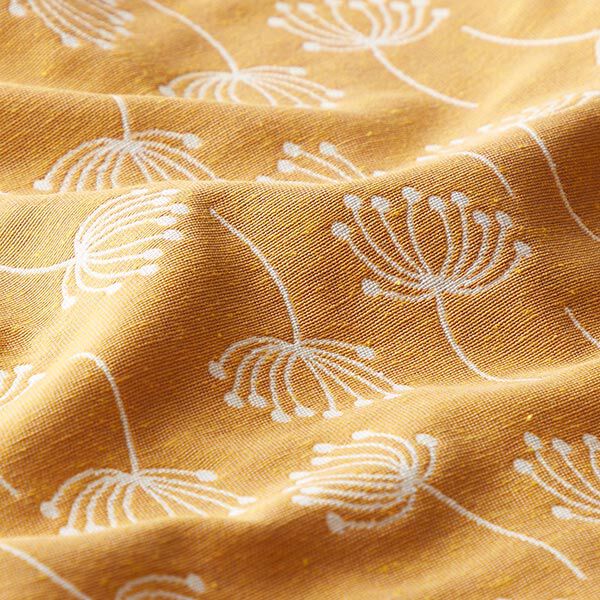 Möbeltyg Jacquard Maskrosor – senap,  image number 2
