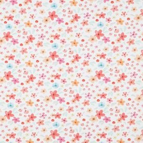 GOTS Bomullsjersey Färgglada blommor Digitaltryck | Poppy Fabrics – vit/apricot, 