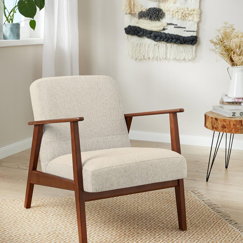 Stoppningstyg färgglatt vävt tyg – yllevit/beige,  image number 5
