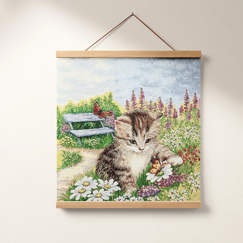 dekorationspanel Gobeläng Lekande kattunge – kaminrött/ljusbeige,  image number 7
