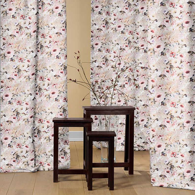 Halvpanama Dekorationstyg Floris – beige/rosa, image number 5