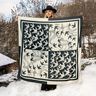 Satinpanel Svalor | Katia Fabrics – antracit/kräm,  thumbnail number 5
