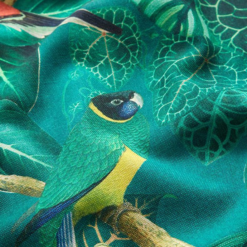 Dekorationstyg Canvas Paradisfåglar – mörkgrön,  image number 2