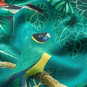 Dekorationstyg Canvas Paradisfåglar – mörkgrön, 