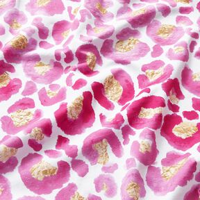 Bomullsjersey Leopard med guldfläckar | Glitzerpüppi – vit/purpur, 