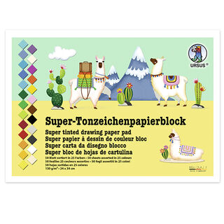 Superblock med färgat ritpapper  24cm x 34cm [130g/m²], 50 Ark, 