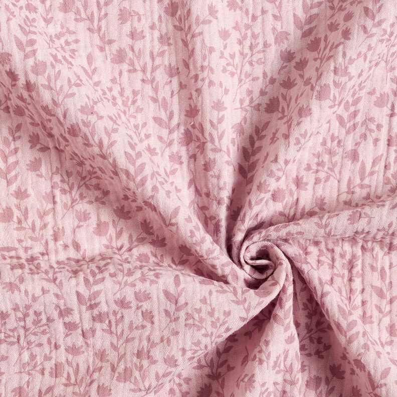 Muslin/Dubbel-krinkelväv tvåfärgade blomrankor – ljus gammalrosa, image number 3