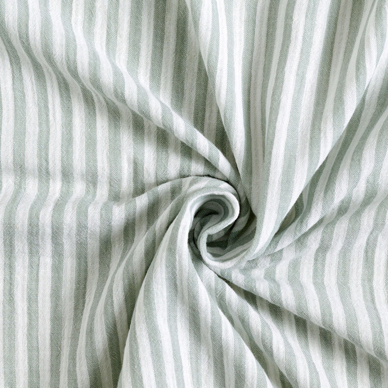Muslin/Dubbel-krinkelväv Dubbelsidigt Ränder – vass/vit,  image number 4