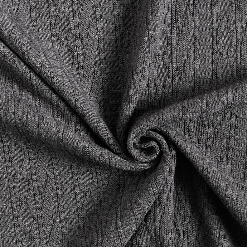 Jacquard Jersey bomullsmix dekorerade ränder – mörkgrå,  image number 3