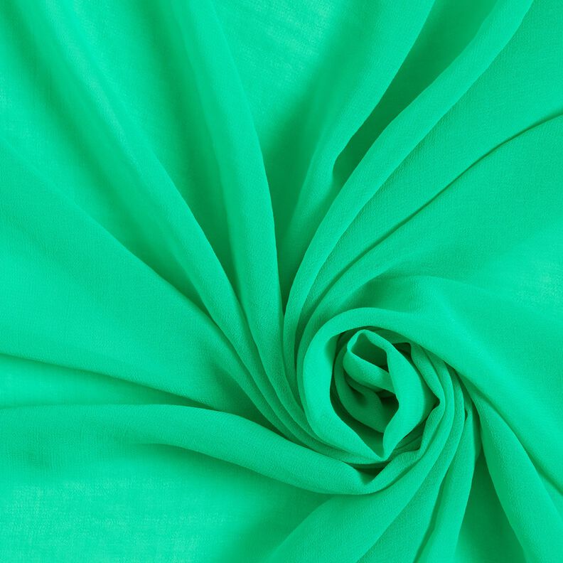 Crêpe Chiffong Enfärgat – smaragdgrön,  image number 1