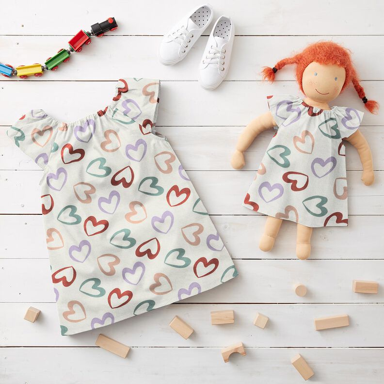 Bomullsjersey f&auml;rgglada hj&auml;rtan &ndash; vit/fl&auml;der,  image number 6