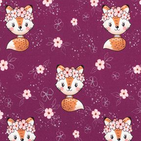 Bomullsjersey räv med blommor | Glitzerpüppi – druva/persikofärgad, 