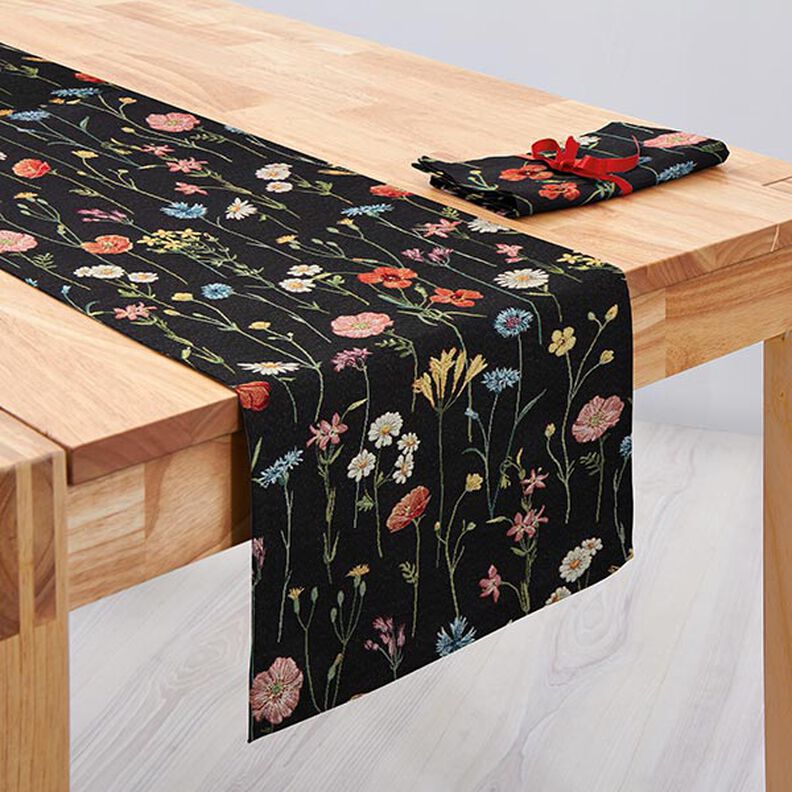 Dekorationstyg Gobeläng Vilda blommor – svart/rose, image number 6