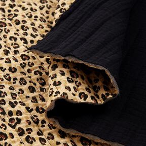 Muslin Quiltat tyg leo-tryck – beige/svart, 