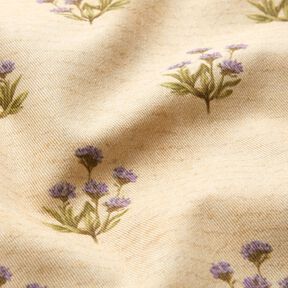 Dekorationstyg Bomullskypert blommor och skrift – beige, 