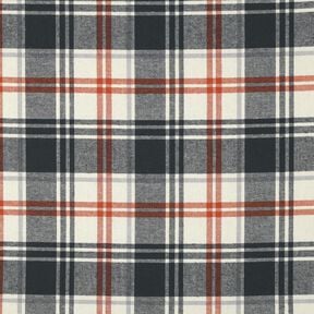 Bomullsflanell rutor med fiskbensmönster – svartblå/kräm,  Bomullsflanell rutor med fiskbensmönster – svartblå/kräm,