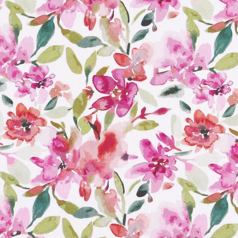 Viskostyg akvarell-vårblommor – vit/pastellviolett, image number 1