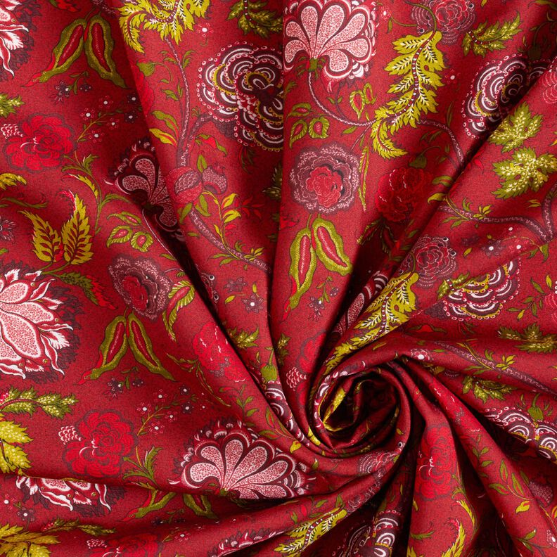 Viskostyg Paisley-blommor – kaminrött/eldröd,  image number 3