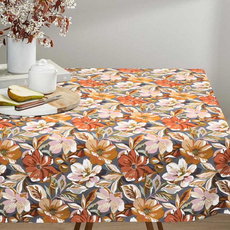 Behandlad bomull snygga blommor &ndash; skiffergr&aring;/rose,  image number 6