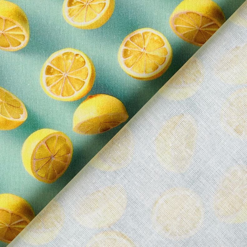 Bomullstyg Poplin färska citroner – eukalyptus/citrongul, image number 4